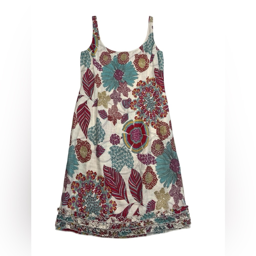 EUC Fiori Di Zucca Linen Floral Tank Dress Size 8